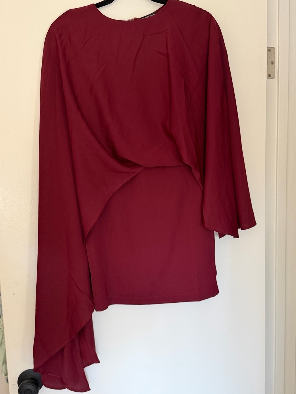 Fashion Nova Burgundy Cape Sleeve Mini Dress XS | Elegant Statement Dress